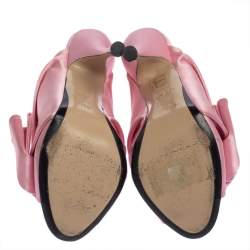 مملوكة مسبقًا N21 Pink Satin Raso Peep Toe Mules Size 39.5