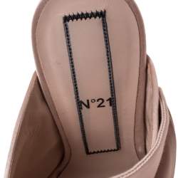 N21 Beige Satin Embellished Knot Mule Sandals Size 39