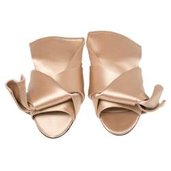 Pre Owned Nº21 Cream Satin Knotted Slide Flats Size 37