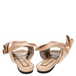 Pre Owned Nº21 Cream Satin Knotted Slide Flats Size 37