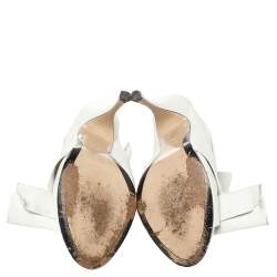 مملوكة مسبقًا N21 White Leather Ronny Pleated Mules Size 40