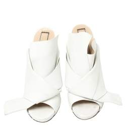 مملوكة مسبقًا N21 White Leather Ronny Pleated Mules Size 40