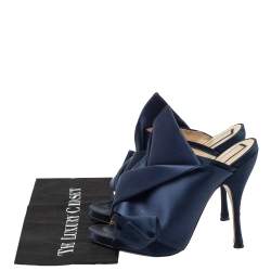 Pre Owned حذاء سلايد إن20 راسو عقده مقدمة مفتوحة سات�ان أزرق مقاس 39