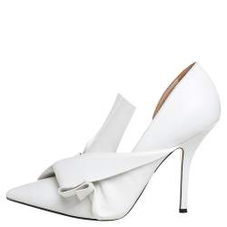 Pre Owned N21 White Leather Abstract Bow Pointed Toe Pumps Size 39