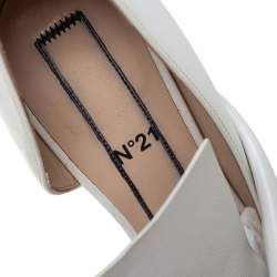Pre Owned N21 White Leather Abstract Bow Pointed Toe Pumps Size 39