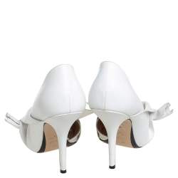 Pre Owned N21 White Leather Abstract Bow Pointed Toe Pumps Size 39