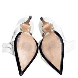 Pre Owned N21 White Leather Abstract Bow Pointed Toe Pumps Size 39