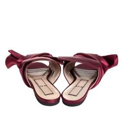 Pre Owned Nº21 Burgundy Satin Raso Knot Flat Slides Size 39