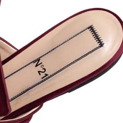 Pre Owned Nº21 Burgundy Satin Raso Knot Flat Slides Size 39