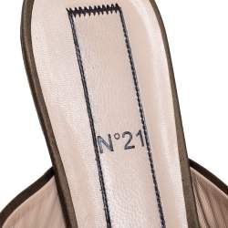 Pre Owned N21 Green Satin Knot Flat Mules Size 38