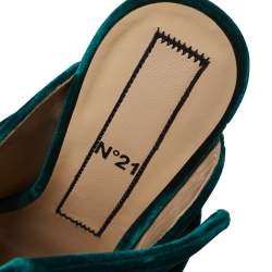 Pre Owned N21 Dark Green Velvet Knot Mules Size 38
