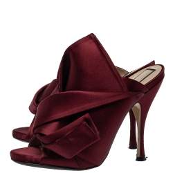 Pre Owned N°21 Burgundy Satin Ronny Pleated Mules Size 39