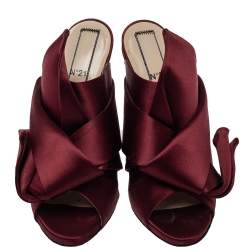 Pre Owned N°21 Burgundy Satin Ronny Pleated Mules Size 39