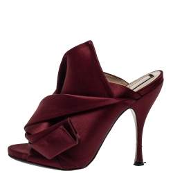 Pre Owned N°21 Burgundy Satin Ronny Pleated Mules Size 39