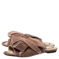 Pre Owned  Nº21 Pink Velvet Knot Mule Sandals Size 38.5