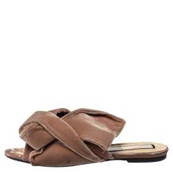 Pre Owned  Nº21 Pink Velvet Knot Mule Sandals Size 38.5