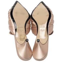 Nº21 Beige Satin Knot Pointed Toe Kitten Heel Mules Size 38