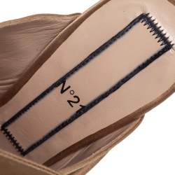 N21 Brown Satin Raso Knot Peep Toe Mules Size 37