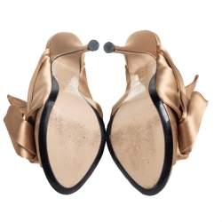 N21 Brown Satin Raso Knot Peep Toe Mules Size 37