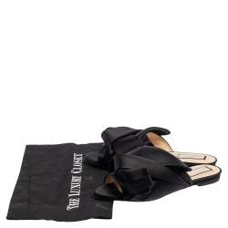 Pre Owned N21 Black Satin Knot Flat Mules Size 38