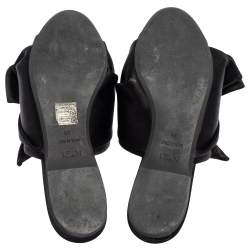 Pre Owned N21 Black Satin Knot Flat Mules Size 38