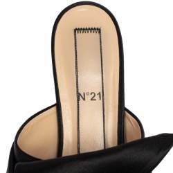 Pre Owned N21 Black Satin Knot Flat Mules Size 38