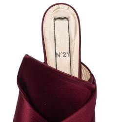 Pre Owned Nº21 Burgundy Satin Raso Knot Flat Slides Size 37.5