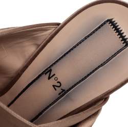 Pre Owned Nº21 Brown Satin Raso Knot Peep Toe Mules Size 38