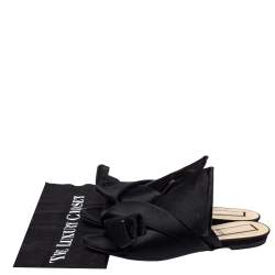 N21 Black Satin Raso Knot Peep Toe Flat Slides Size 39 