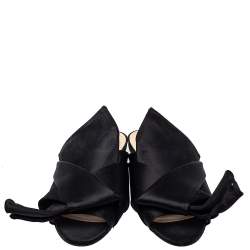N21 Black Satin Raso Knot Peep Toe Flat Slides Size 39 