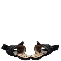 N21 Black Satin Raso Knot Peep Toe Flat Slides Size 39 