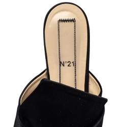 N21 Black Satin Raso Knot Peep Toe Flat Slides Size 39 