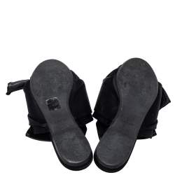 N21 Black Satin Raso Knot Peep Toe Flat Slides Size 39 