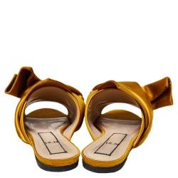 Pre Owned Nº21 Yellow Satin Knot Mule Flats Size 39.5