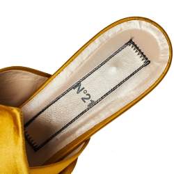 Pre Owned Nº21 Yellow Satin Knot Mule Flats Size 39.5