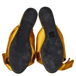 Pre Owned Nº21 Yellow Satin Knot Mule Flats Size 39.5