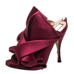 N°21 Burgundy Satin Ronny Pleated Mules Size 37