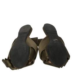 Pre Owned N21 Green Satin Knot Flat Mules Size 39