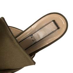 Pre Owned N21 Green Satin Knot Flat Mules Size 39