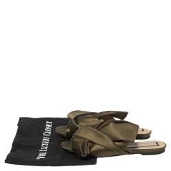 Pre Owned N21 Green Satin Knot Flat Mules Size 39