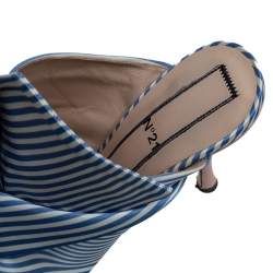 Nº21 White/Blue Satin Raso Knot Peep Toe Mules Size 38