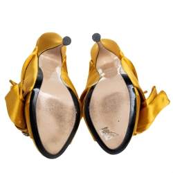 Nº21  Yellow Satin Crystal Embellished Knot Mules Size 36.5