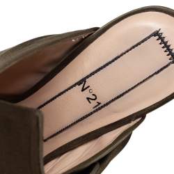 Nº21 Green Satin Ronny Pleated Mules Sandals Size 38