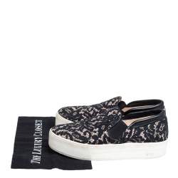 Pre Owned N21 Black Lace And Leather  Slip On Sneakers Size 38