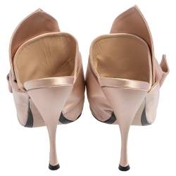 Pre Owned Nº21 Beige Satin Raso Knot Peep Toe Mules Size 40