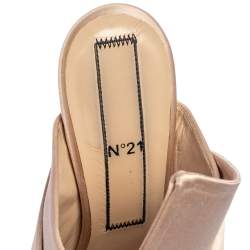 Pre Owned Nº21 Beige Satin Raso Knot Peep Toe Mules Size 40