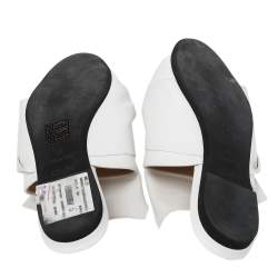 Nº21  White Leather Knot Flat Slides Size 37