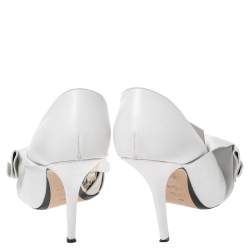 Pre Owned N21 White Leather Knot Pointed Toe Pumps Size 40