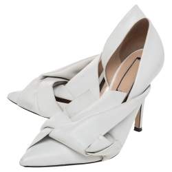 Pre Owned N21 White Leather Knot Pumps Size 35