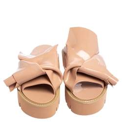 Nº21 X Kartell Beige PVC Knot Platform Slides Sandals Size 39